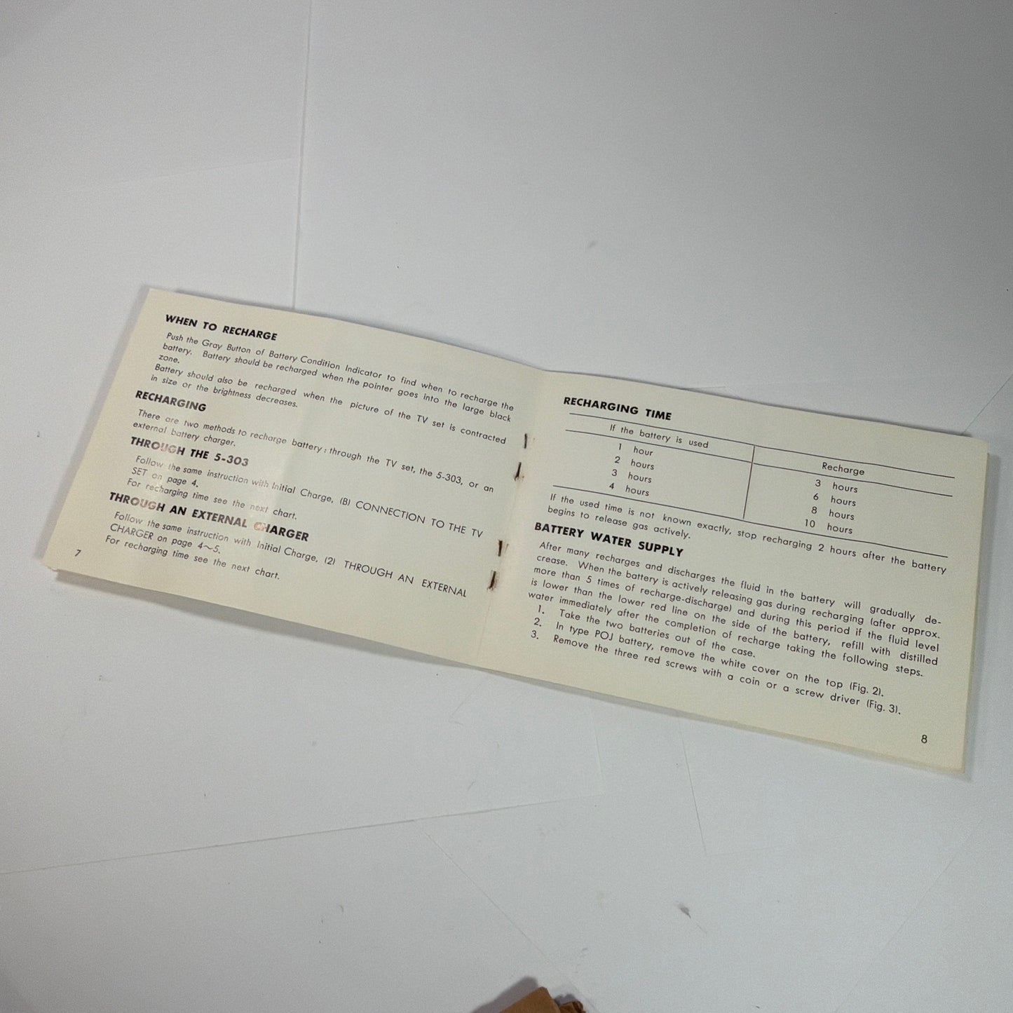 Sony Micro TV5-303 Battery Instruction Manual Booklet Printed in Japan