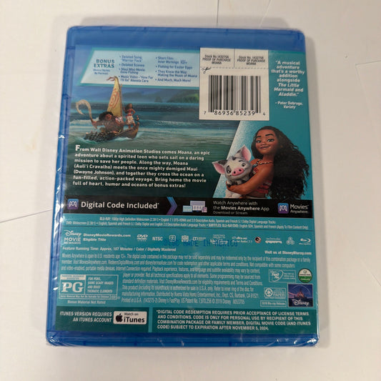Disney Moana Blu-ray DVD Digital Code Multi-Screen Edition Sealed