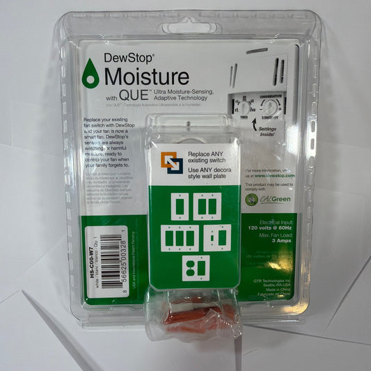 DewStop Moisture HS-C00-W7 Smart Bathroom Fan Control Switch White