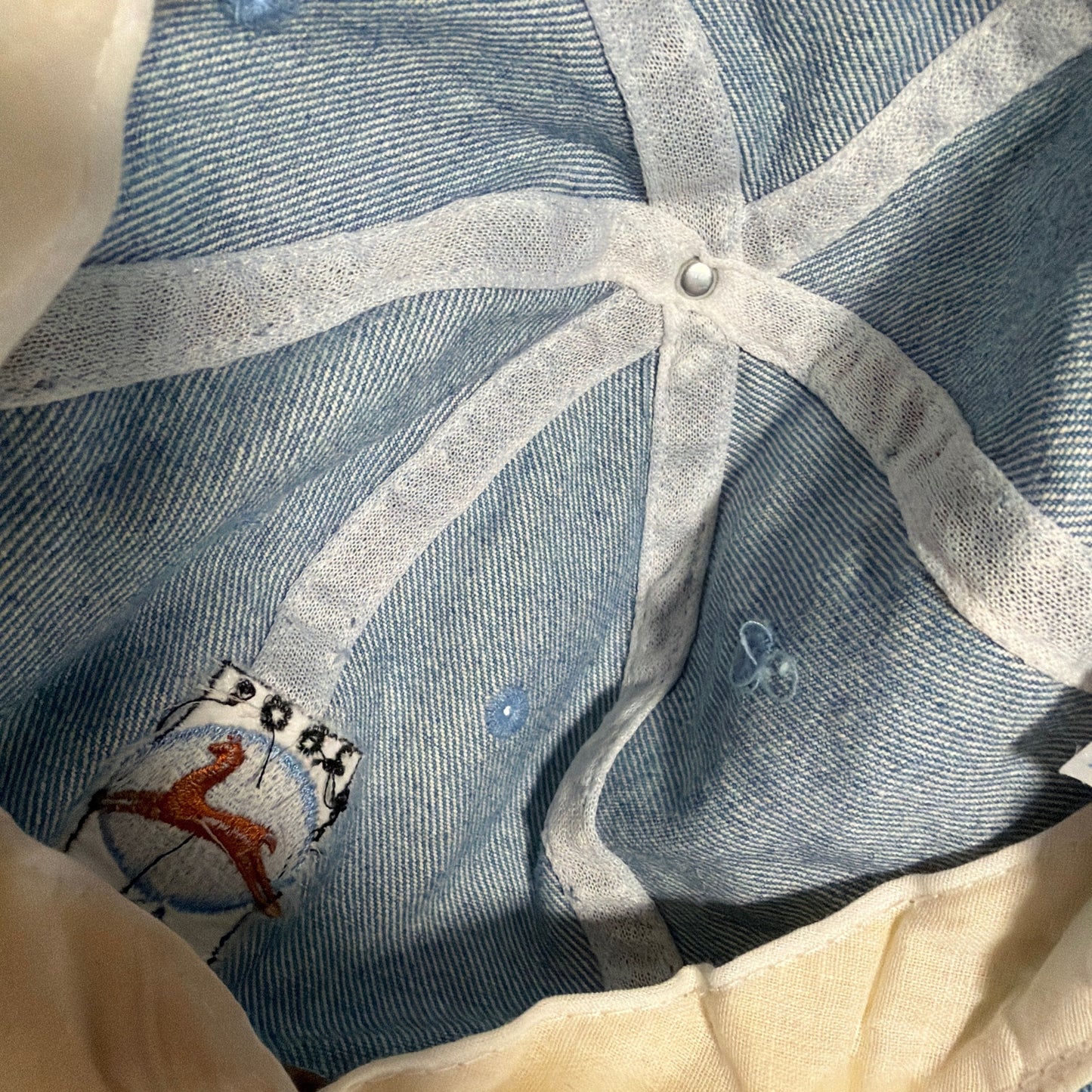 2001 An Alpaca Odyssey Embroidered Denim Baseball Cap Blue Brown Brim One Size
