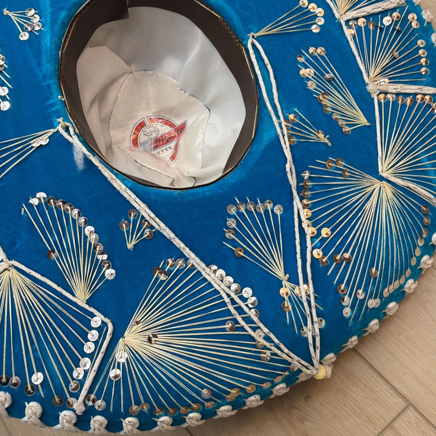 Pigalle XXXXX Blue Sequin Sombrero Hat 23 in Diameter