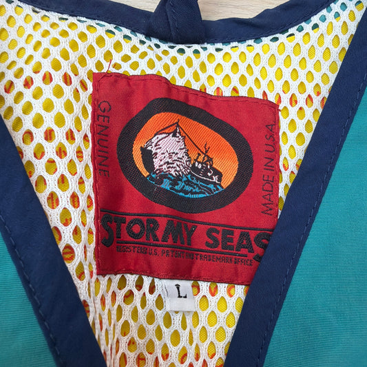 Stormy Seas Inflatable CO2 Life Vest PFD Teal Blue Size L Made in USA