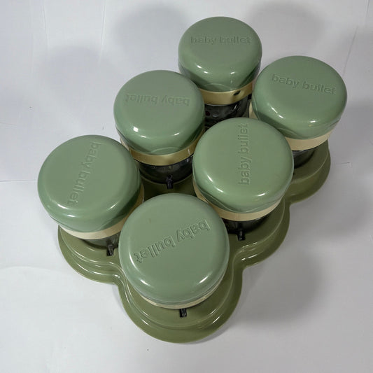 Baby Bullet Baby Food Storage Cups Set of 6 with Tray Green/Cream
