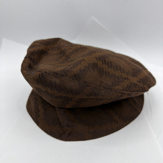 Philippe Guestault Paris Brown Woven Checkerboard Newsboy Baker Boy Cap