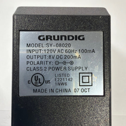 Grundig SY-08020 8V DC 200mA AC Adapter Power Supply