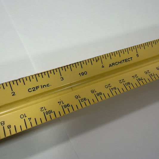 C2F Inc 190 Architect Scale Ruler U.S. Std Made in Germany Yellow