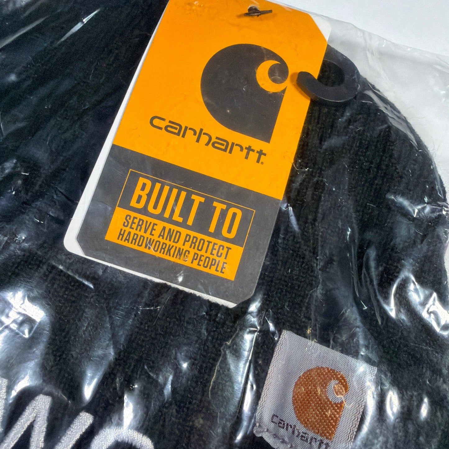 Carhartt Black Knit Beanie Hat with Embroidered AWS Logo New With Tags