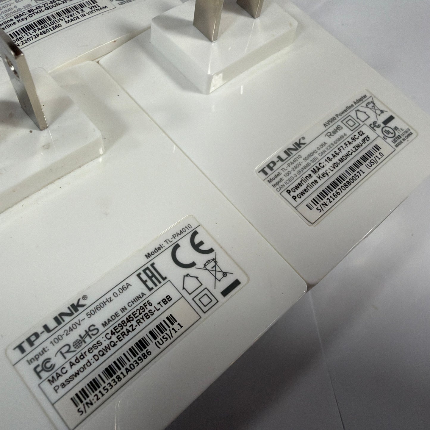 TP-Link TL-PA4010 AV500 Powerline Ethernet Adapters Lot of 3 Tested Working