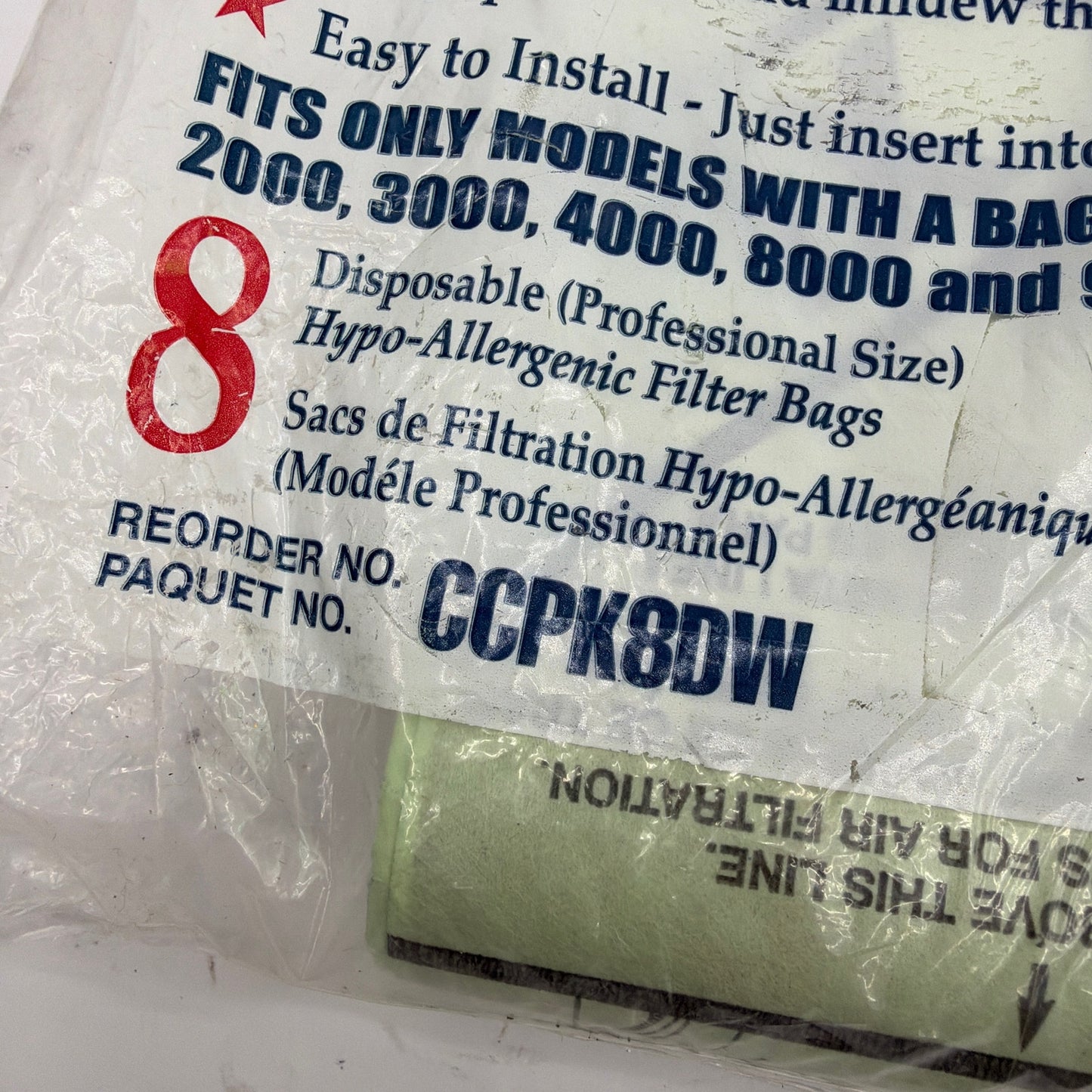 Oreck Type CC Hypo-Allergenic Vacuum Bags CCPK8DW – Lot of 6 (Open Package)