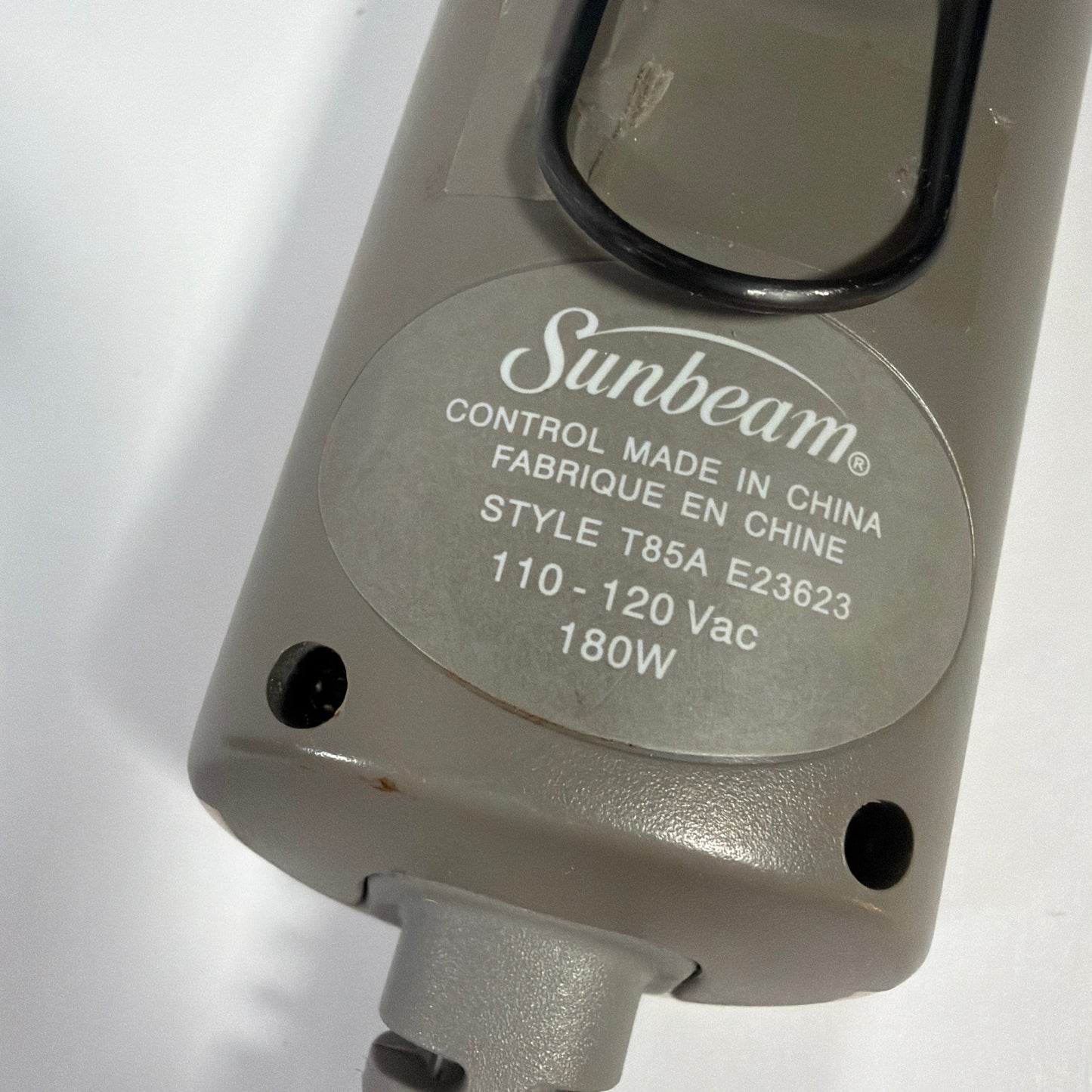 Sunbeam Heated Blanket Controller Style T85A E23623 3-Prong 180W Gray