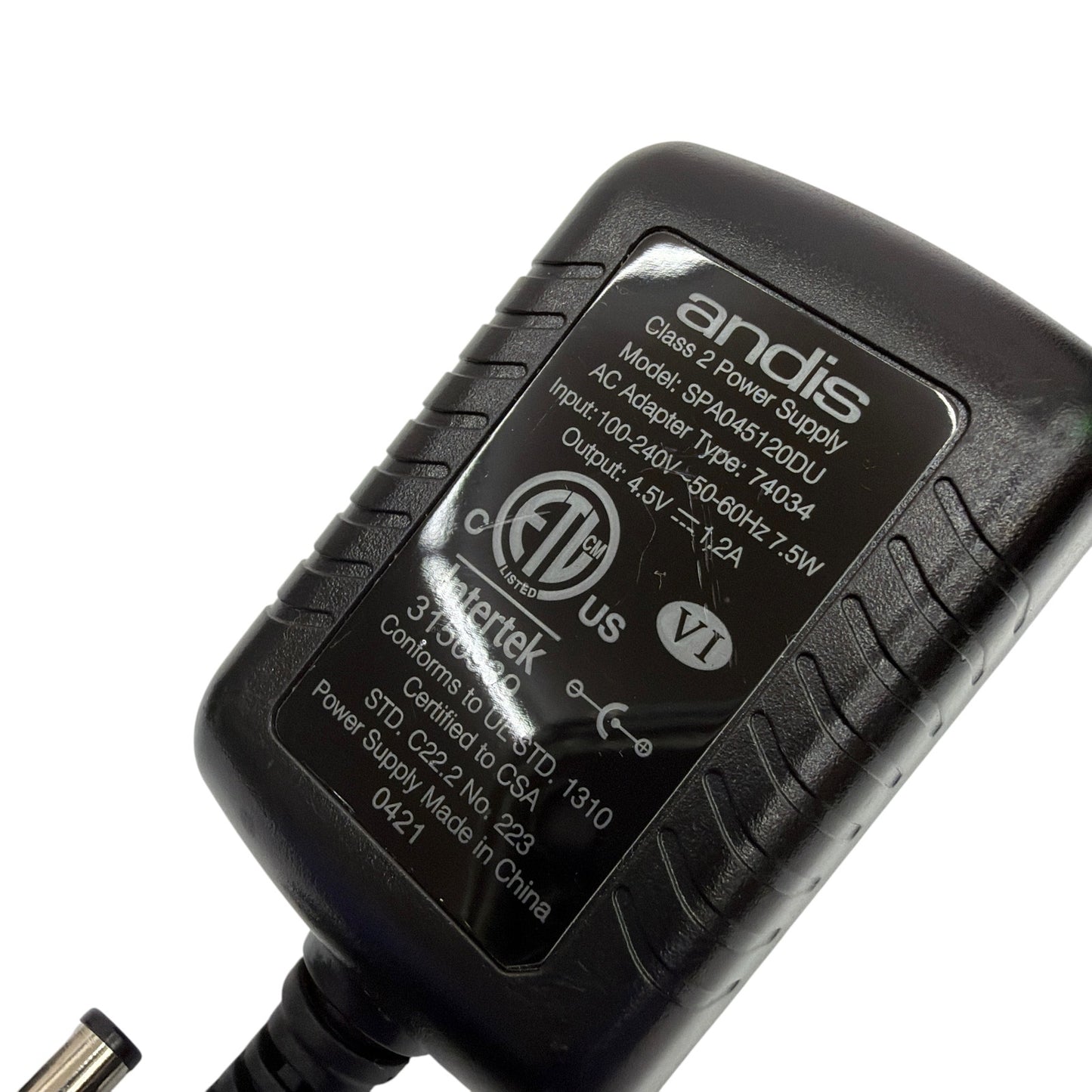 Andis Y068 Charging Stand Dock with SPA0451200U 4.5V Power Supply Adapter Black