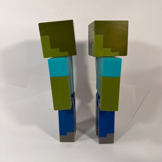 Minecraft Zombie Large Scale Action Figures Lot of 2 Approx 8.5 in