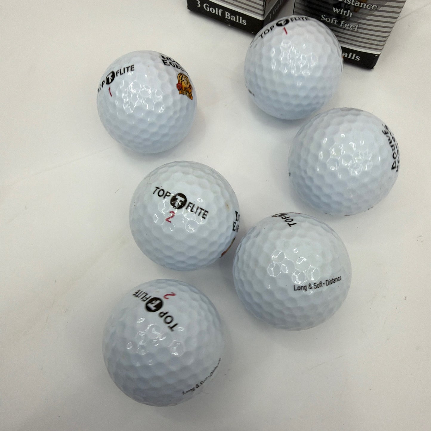 Top Flite Long & Soft Distance Golf Balls Douwe Egberts Logo Lot of 6