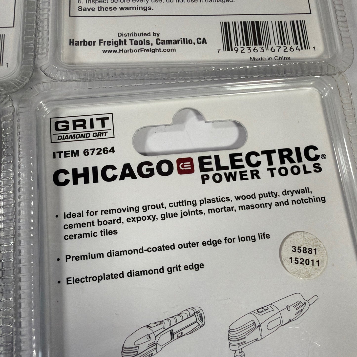 Lot of 6 Chicago Electric 67264 2-1/2 Diamond Grit Multi-Tool Blades New