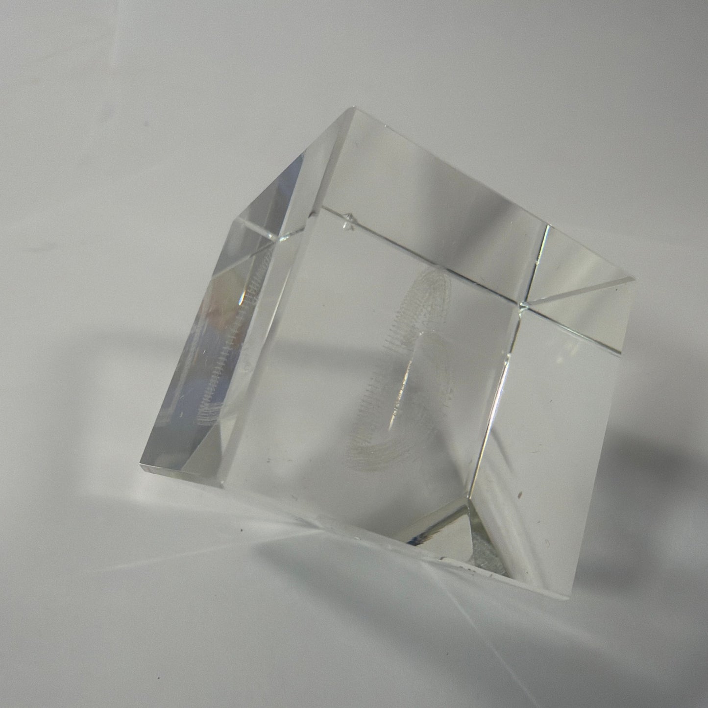 Clear Crystal Glass Cube Paperweight Engraved Heart "You Are My Love!" 1.5 in