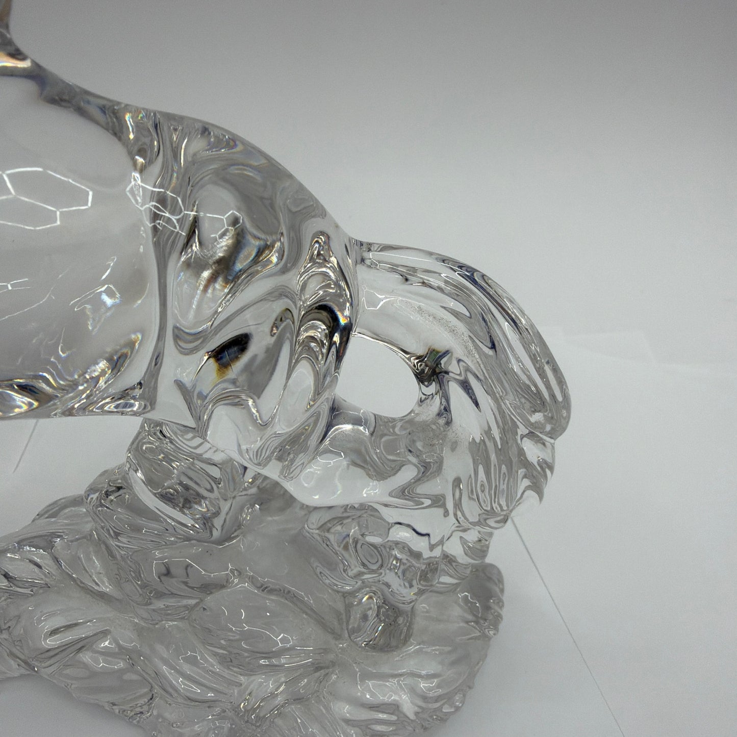 Clear Glass Rearing Horse Figurine 7 1/4 in Tall