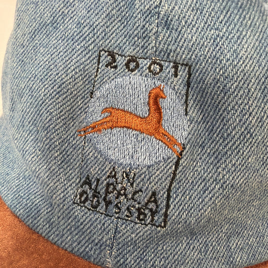 2001 An Alpaca Odyssey Embroidered Denim Baseball Cap Blue Brown Brim One Size