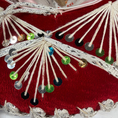 Sombreros Sanchez Red Velvet Charro Sombrero Hat Silver Trim Sequins 15in