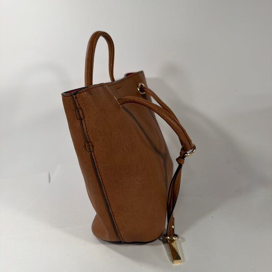 Calvin Klein Brown Tote Handbag with Orange Interior Approx 9 x 7 x 3