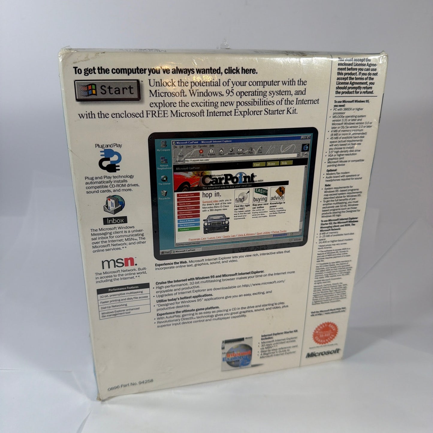 Microsoft Windows 95 Upgrade 3.5-Inch Floppy Big Box Sealed Part No. 94258
