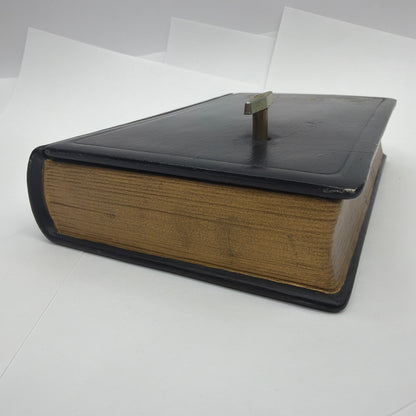 Working Holy Bible Book Shaped Music Box Black Gold Religious Decor