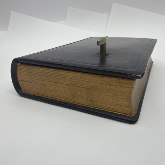 Working Holy Bible Book Shaped Music Box Black Gold Religious Decor