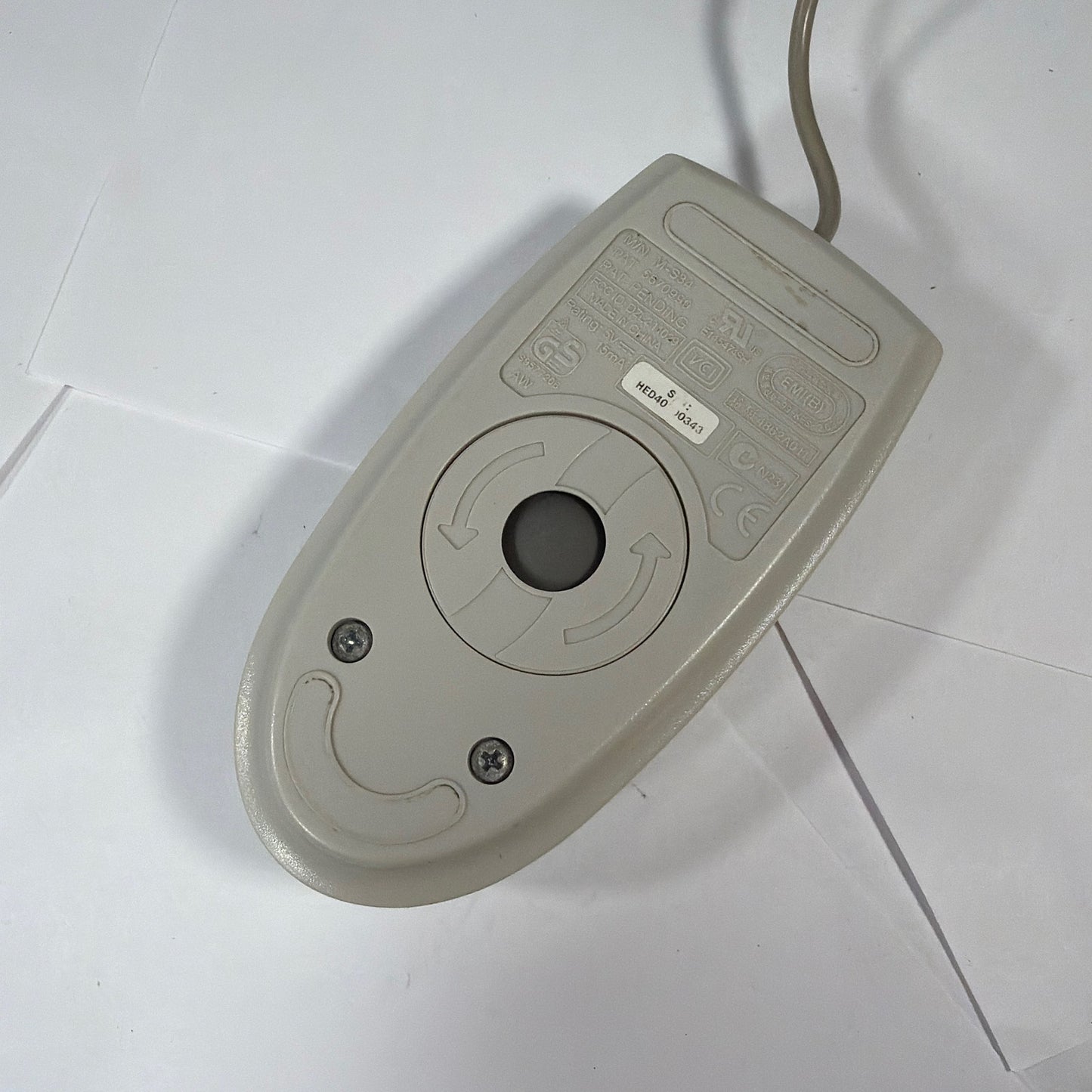M-S34 Wired PS/2 Computer Mouse Beige/Gray Tested Working