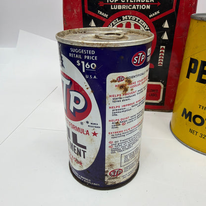 Vintage Oil Can Lot Marvel Mystery Oil Pennzoil STP Treatment Tins Movie Prop