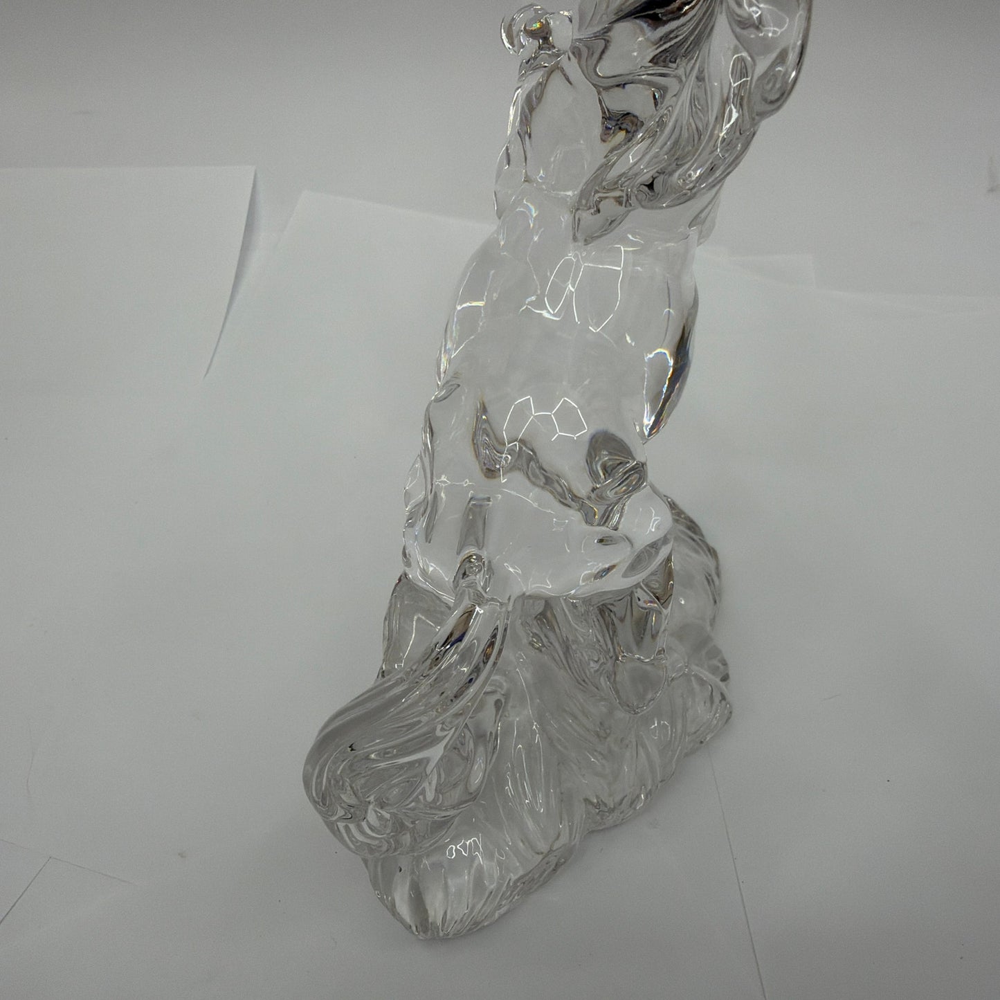 Clear Glass Rearing Horse Figurine 7 1/4 in Tall