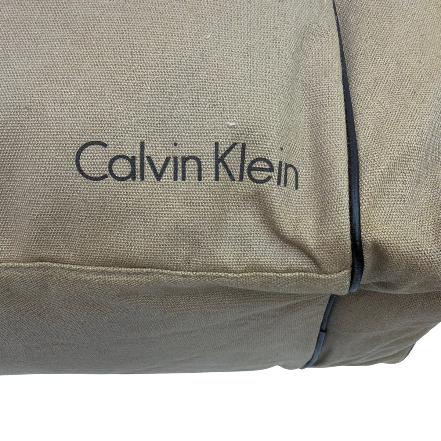 Calvin Klein Tan Canvas Travel Duffle Bag with Black Trim Gift With Purchase