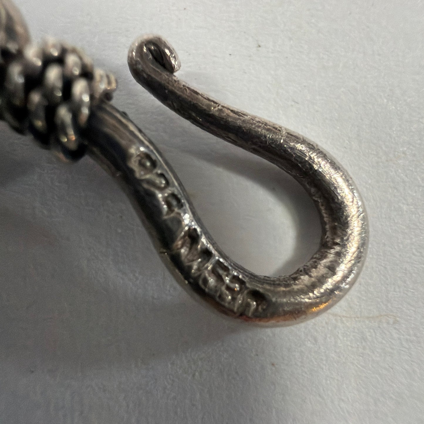 Braided Foxtail Rope Chain Bracelet with Hook Clasp Silver Tone 7.5 in