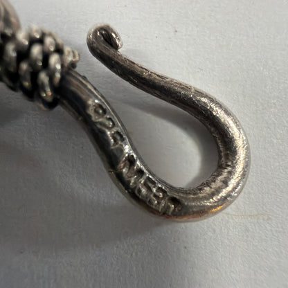Braided Foxtail Rope Chain Bracelet with Hook Clasp Silver Tone 7.5 in