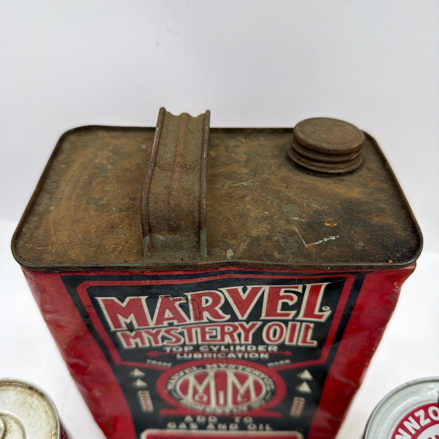 Vintage Oil Can Lot Marvel Mystery Oil Pennzoil STP Treatment Tins Movie Prop