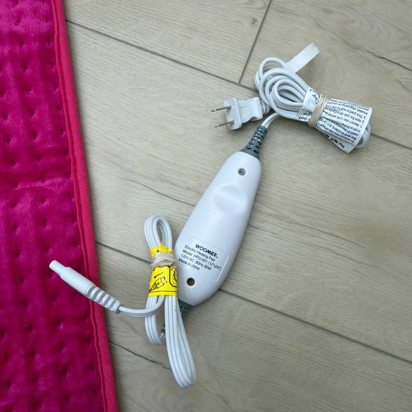 Woomer HPU-001 Electric Heating Pad 12 x 24 Pink Plush Tested