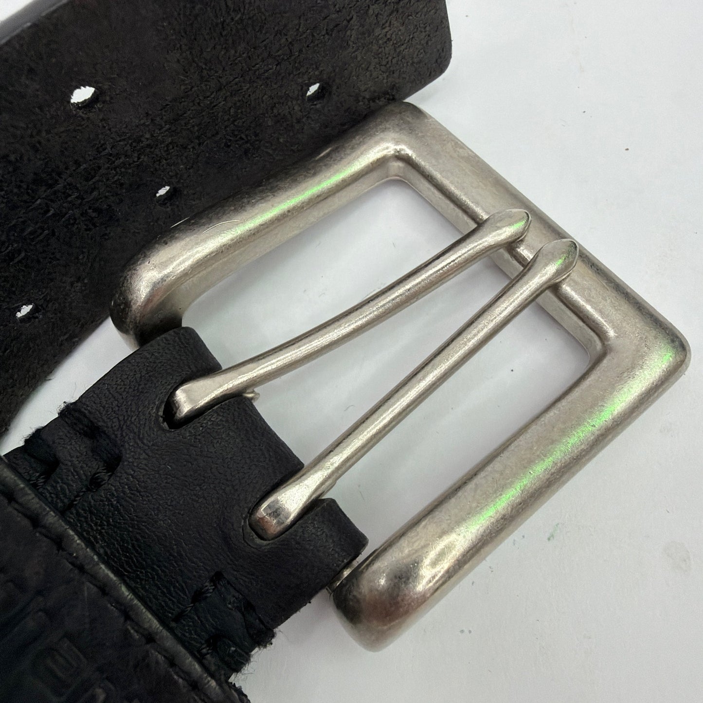 Carhartt Black Leather Belt Size 34 Double-Prong Buckle
