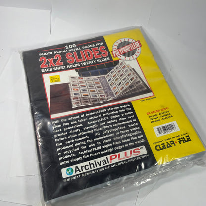Clear File ArchivalPLUS 210100B 100 Photo Album Refill Pages for 2x2 Slides