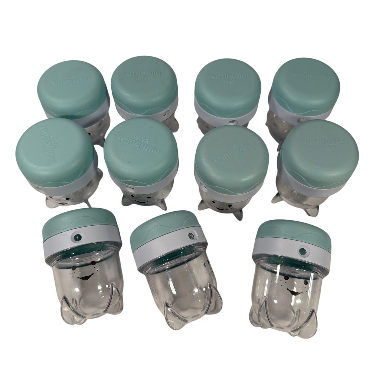 NutriBullet Baby Food Storage Cups with Lids Teal Lot of 11