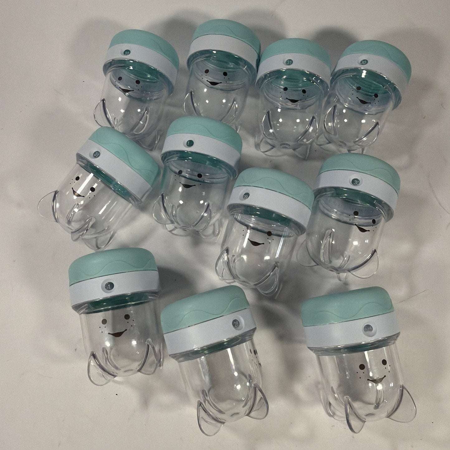 NutriBullet Baby Food Storage Cups with Lids Teal Lot of 11