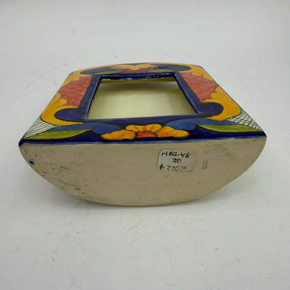 Hand-Painted Mexican Ceramic Picture Frame Tlalpan Mexico Fits 2.5x3.5 Photo