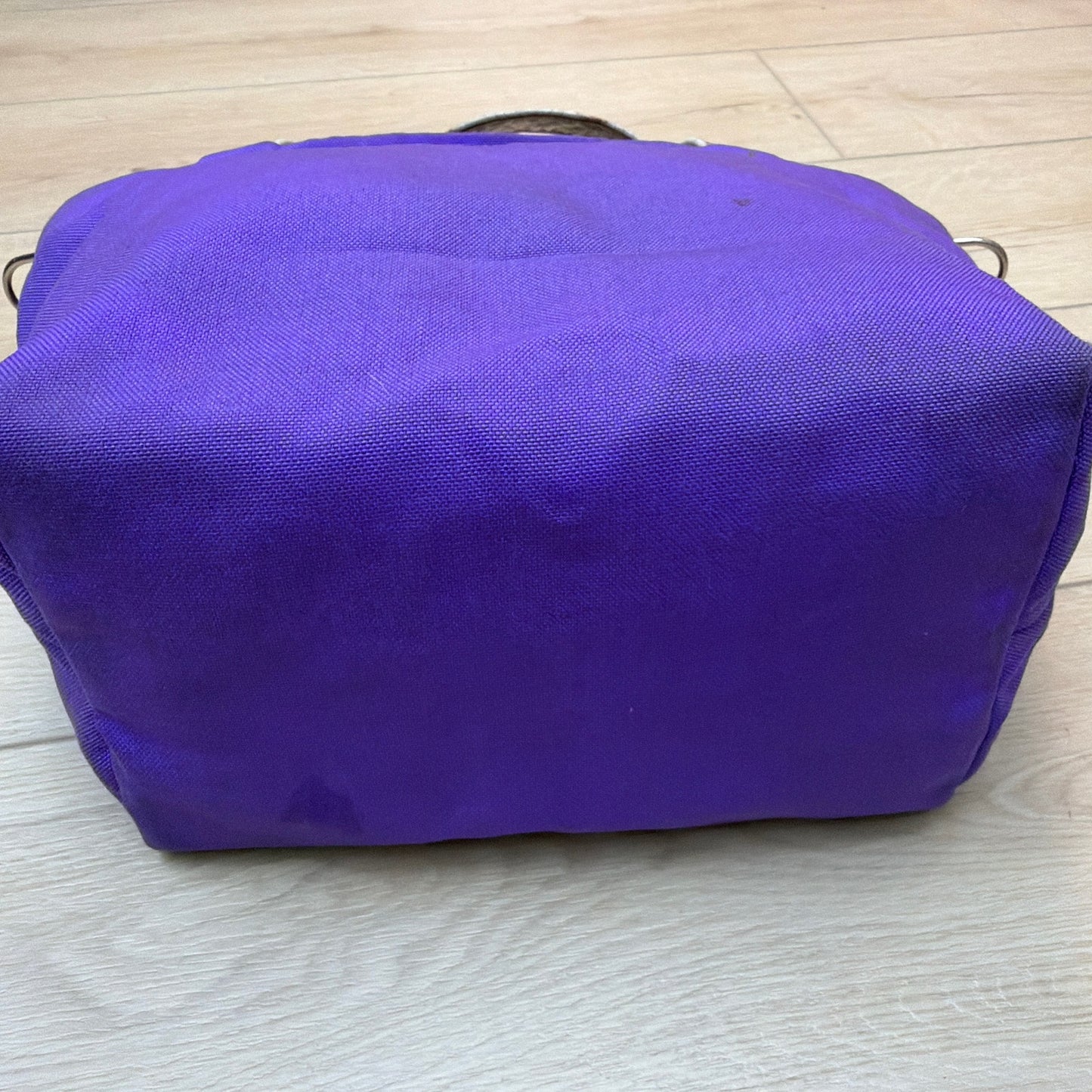 Laurel Dasso Purple Woven Tote Bag Croc Embossed Leather Trim 16x10x7