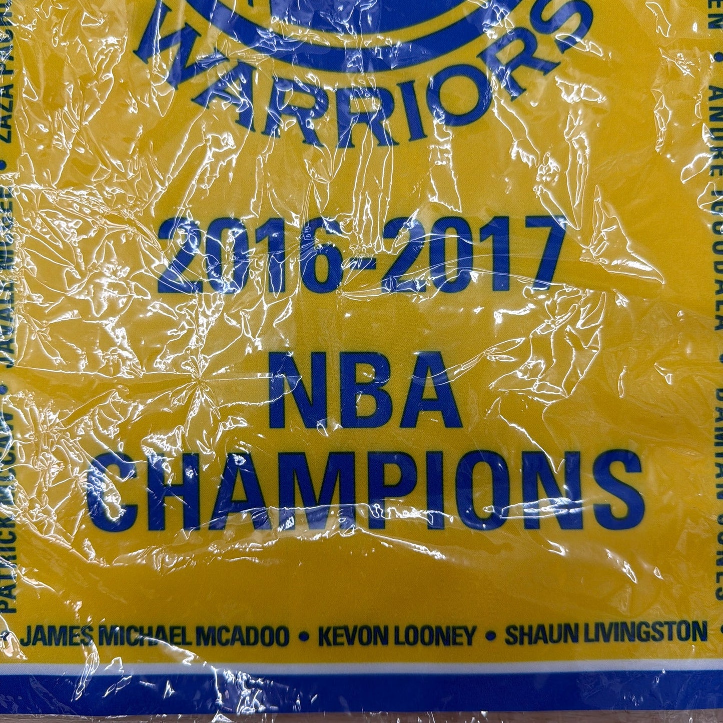 Golden State Warriors 2016-2017 NBA Champions Banner 11 x 17 Blue Yellow
