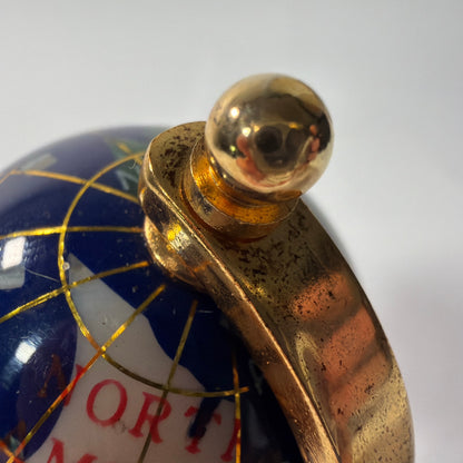 Mini Blue Decorative World Globe 4 Inch Gold Tone Stand
