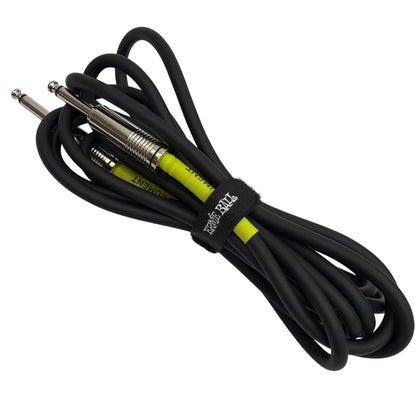 Ernie Ball 1/4 in Instrument Cable Black/Green Straight to Straight