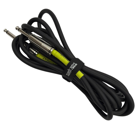 Ernie Ball 1/4 in Instrument Cable Black/Green Straight to Straight