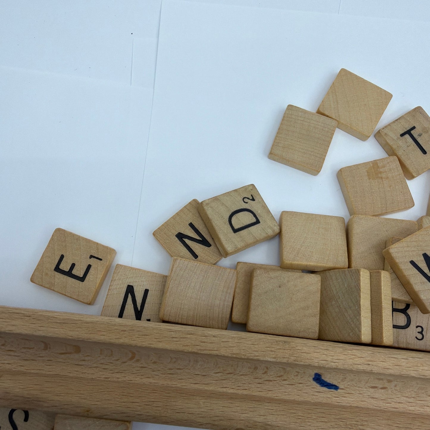 Wooden Letter Tile and Rack Lot for Scrabble Style Word Game