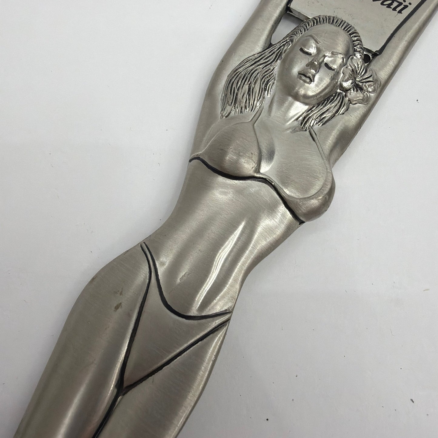 Hawaii Hula Girl Metal Bottle Opener 8 Inch Silver Souvenir