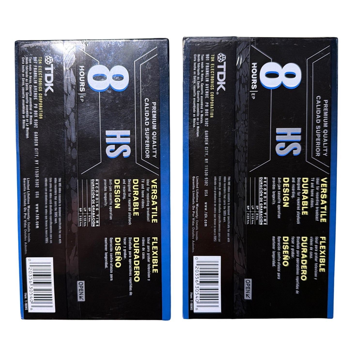 Lot of 2 TDK HS Premium Quality VHS 160 Min 8 Hours EP Blank Videotapes Sealed
