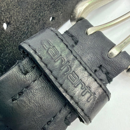 Carhartt Black Leather Belt Size 34 Double-Prong Buckle