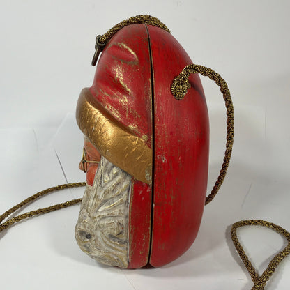 Timmy Woods Beverly Hills Santa Claus Hand-Carved Wooden Purse Handbag