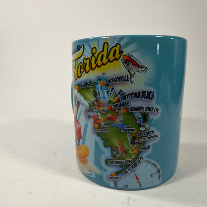 Disney Welcome to Florida Mickey Mouse Ceramic Mug Blue 3.75 Inch